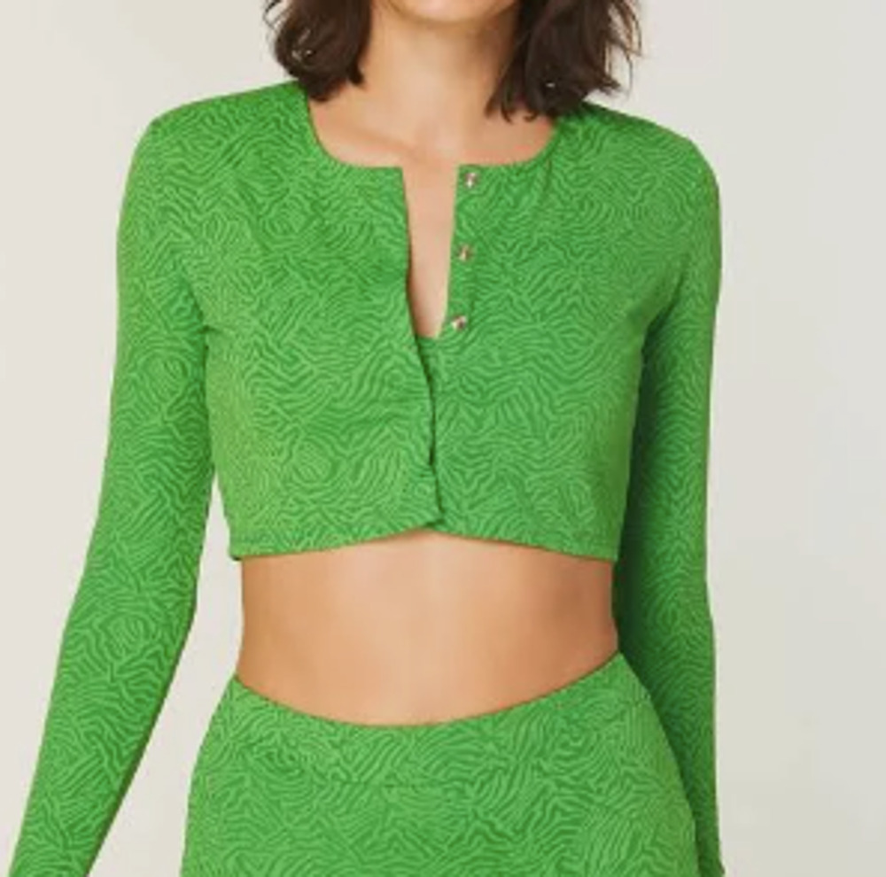 NWT Andie Women's The Augusta Swim Jacket Holly Zebra Jacquard Green Size S